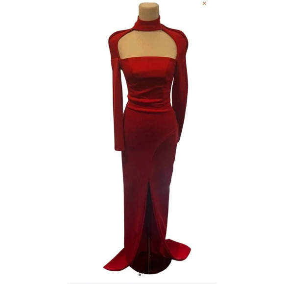 Zhivago Cutout Mock Neck Maxi Dress Red Size 6 - Picture 1 of 5